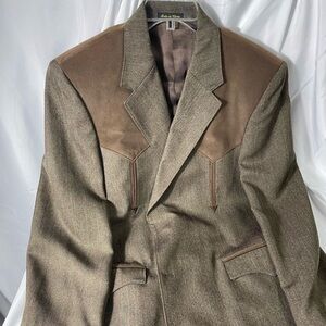 Circle S 44R Brown & Coco Micro  2 Tone Western Yoke Sport Coat Blazer Jacket